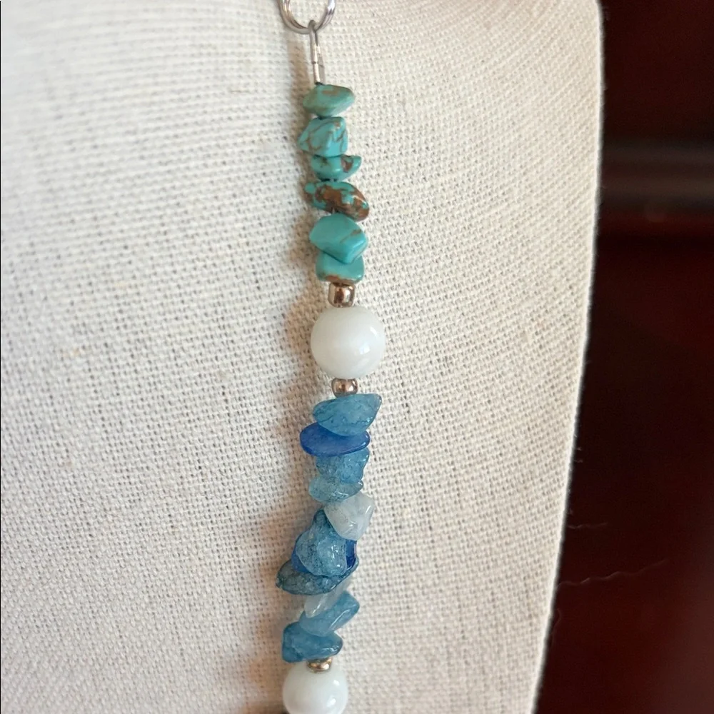 Stone Chip and Cats Eye Glass Bead Necklace #404 - Picture 3 of 6